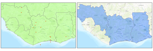 Mit Punkt-Features zurückgegebene Flächen Mit Punkt-Features zurückgegebene Flächen